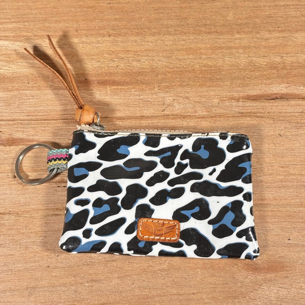 Consuela Blue Jaguar Card Organizer Pouch Key Ring Wallet